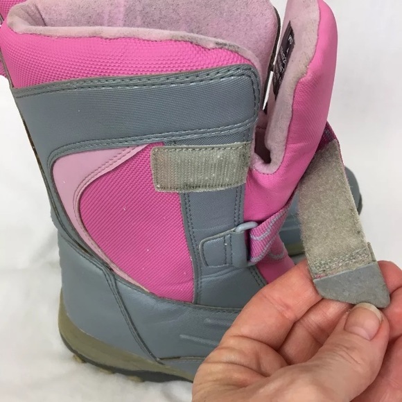 SOLD LL Bean Snow Boots Youth Girls 4 Pink Gray - Picture 7 of 8